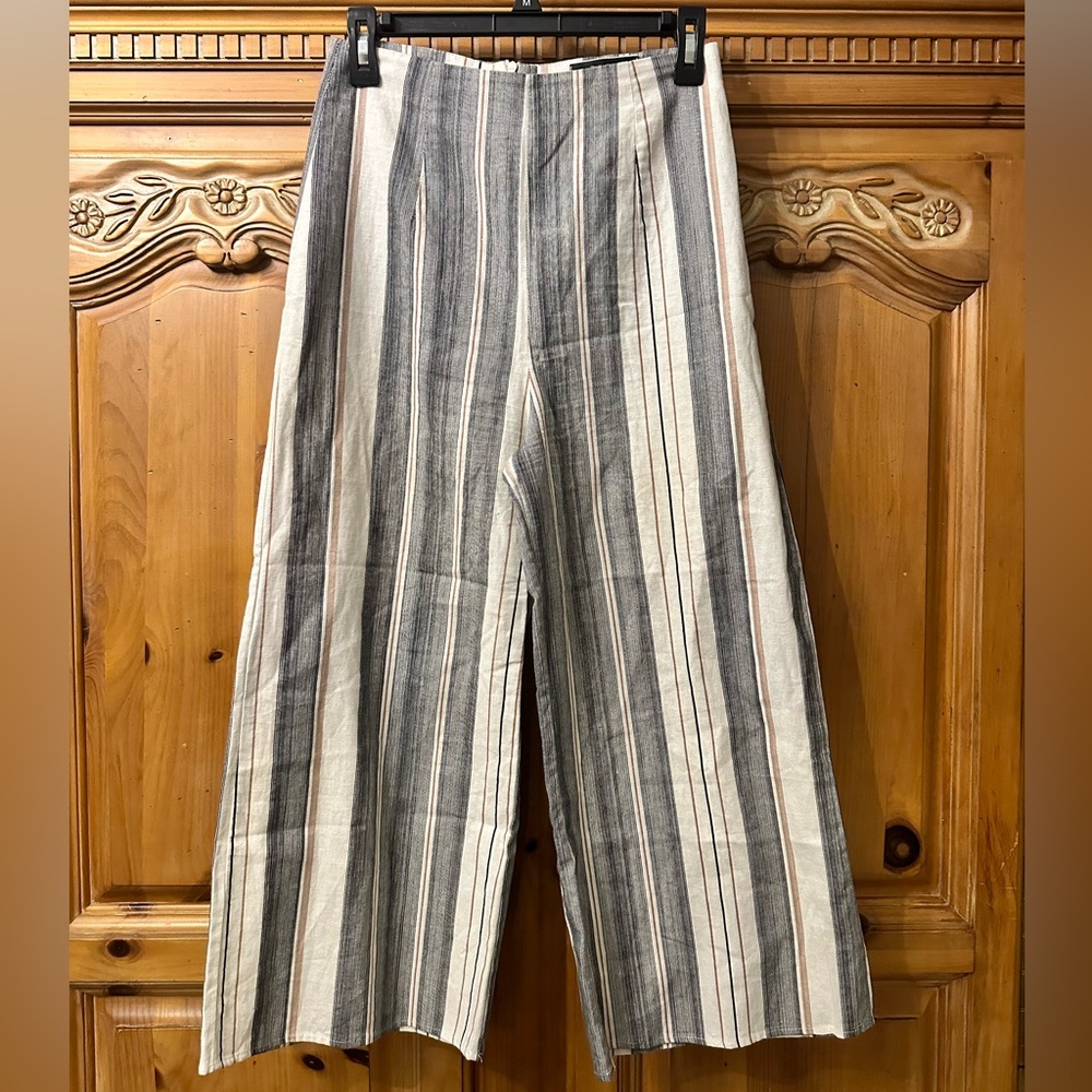 Blue Blush Striped Black White‎ & Brown Extra Wide Leg Women’s Pants